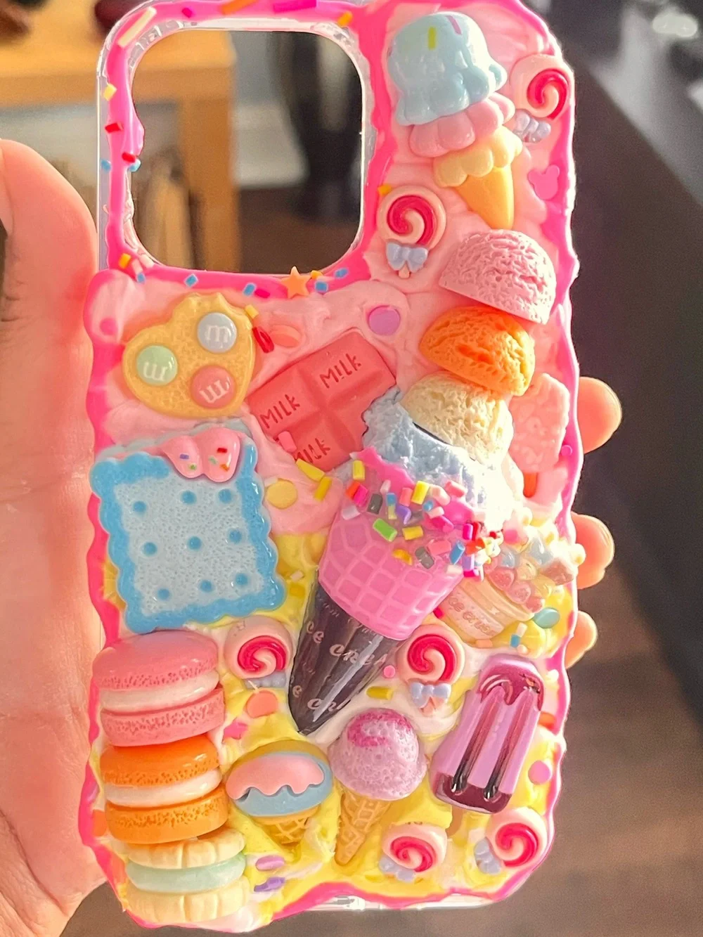 Handmade Cute Pink Dessert-Themed Phone Case for iPhone , Samsung and any model